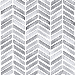 Watercolor painted gray chevron herringbone timeless classic seamless pattern background