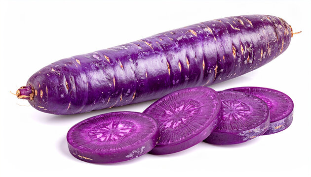 purple yams or sweet potatoes, Isolated on white Background.
