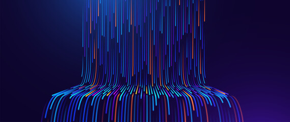 Naklejka na ściany i meble Futuristic Abstract Background Featuring Streamlined Data Channels and Artificial Intelligence Integration in a Tech-Inspired Composition. Digital Business Transformation Vector Background.