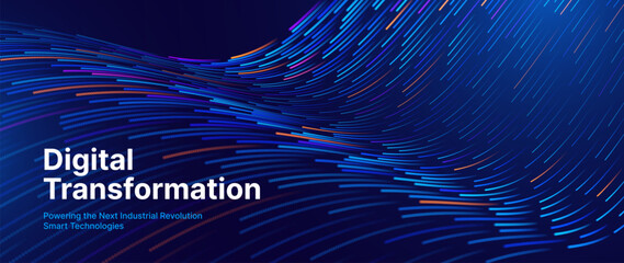 AI-Powered Data Flow Background with Seamless Stream Lines and Digital Particles. Perfect for Artificial Intelligence Whitepapers, Data Migration Visuals, or Cybersecurity Strategy Presentations.