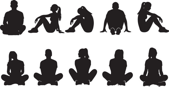Silhouettes of people sitting in various poses and emotions