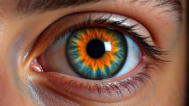 Closeup of a human eye with vibrant iris