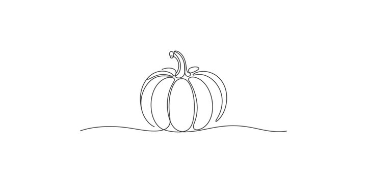 A simple line drawing of a pumpkin on the ground halloween thanksgiving