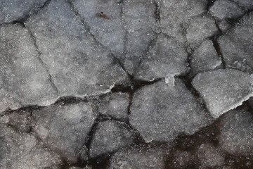 Obraz premium Close up of cracked dark ice texture