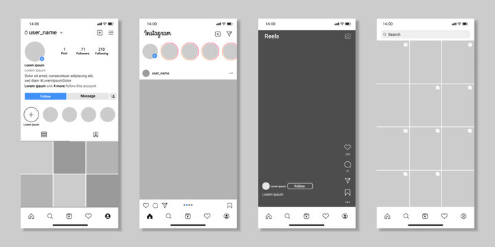 Social media mobile app page template
