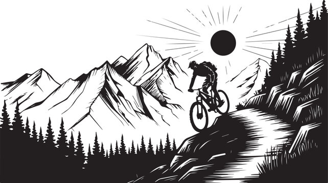 Rider navigating singletrack through pine forest