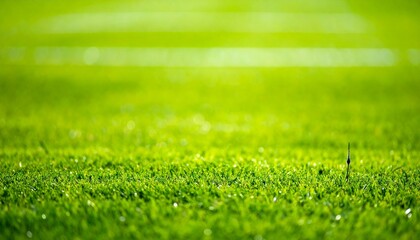 Fototapeta premium Blurred Soccer Field Grass Background for Clean Sports Banner Design