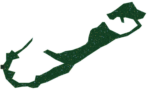 Circuit board map vector illustration of Bermuda &ndash; Digital PCB Territory, Transparent Background, Technology, Communication