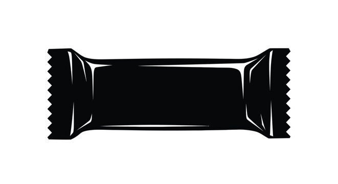 Rectangular chocolate bar wrapper a bold black graphic silhouette