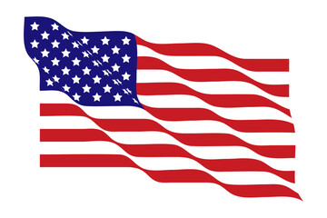 Fototapeta premium Waving American flag. USA national symbol. Vector patriotic element for holiday design.