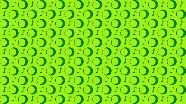 Musical Note Pattern on Green Background vector background