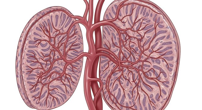 Human Kidney Anatomy Medical Illustration.