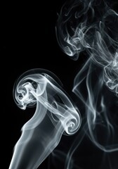 Obraz premium Dynamic flowing white smoke pattern against a dark background creating mysterious energy and artistic abstract shapes, representing chaos and fluidity, dynamic, abstract, vapor