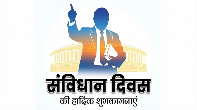 constitution day of India samvidhan divas celebration and democracy Law book with Ambedkar bhim rao poster design
