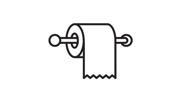 Toilet paper roll on a holder with a simple line art design for clean and modern aesthetics featuring bathroom, hygiene, sanitation with tissue and