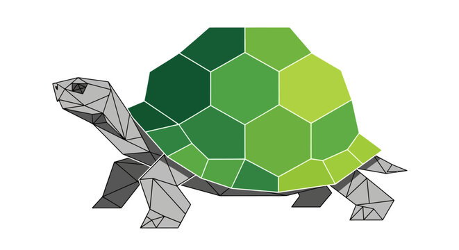 Green Turtle Origami Paper Artwork.