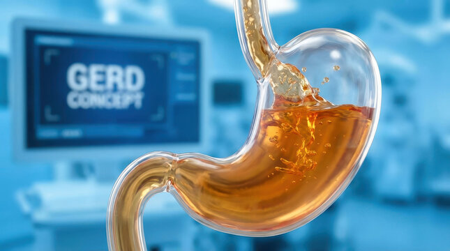 Stomach acid reflux gerd digestion anatomy medical healthcare disease clinic stomach with acid reflux gerd concept hospital clinic showing digestion problem and medical anatomy for healthcare