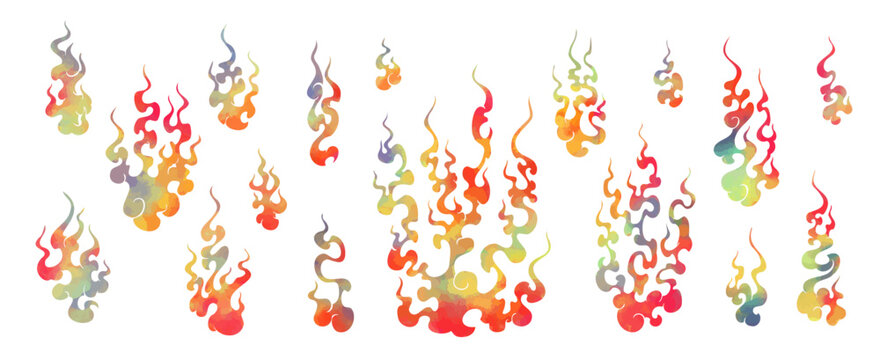 どろどろ火の玉セット_水彩