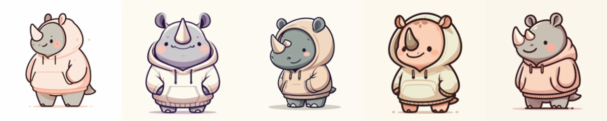 cute rhino vector wearing hoodie © Jefri Syahputra BKL