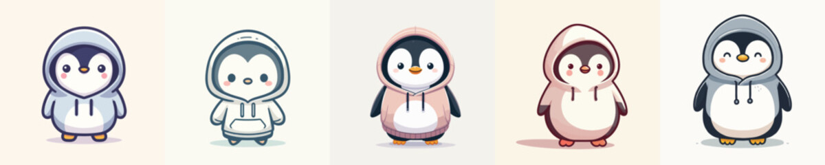 Fototapeta premium cute penguin vector wearing hoodie