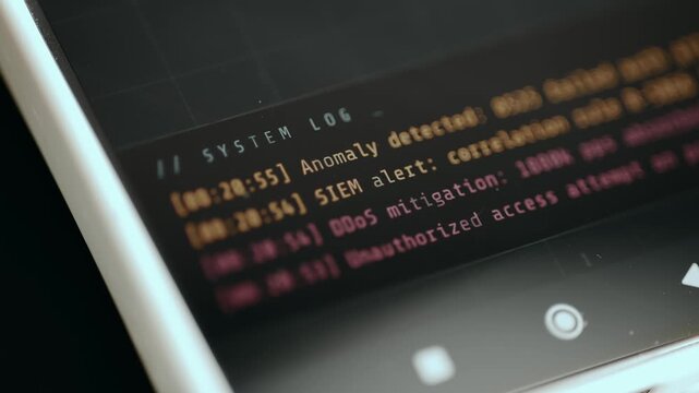 System Log, recent security events, cyber attacks happening in real time