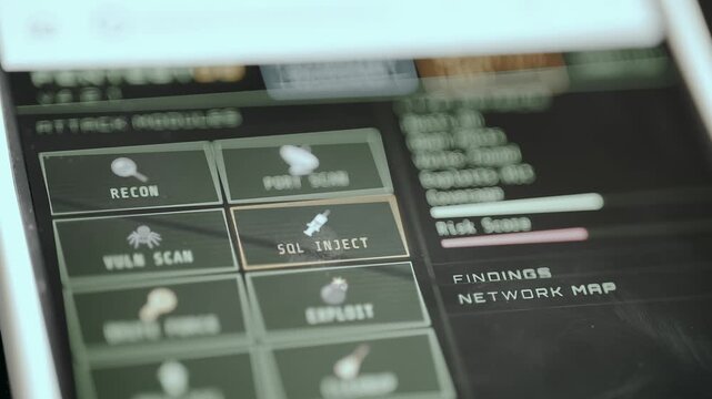 Peron taps the SQL Inject type of cyber attack. Ethical hacking concept