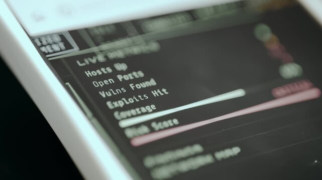 Security Metrics from a Dashboard interface for cybersecurity scanning