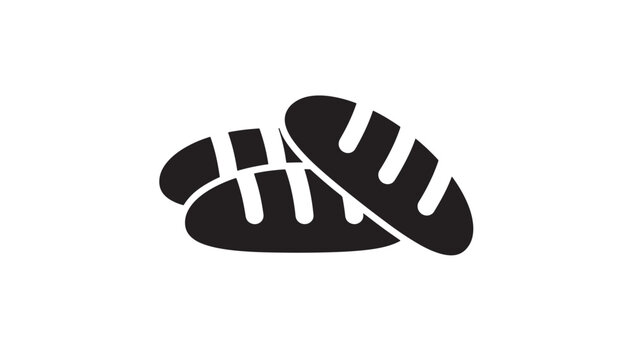 Baguettes icon with three slashed loaves of bread in black silhouette, representing baked goods. featuring baguette, loaf, bakery with food and