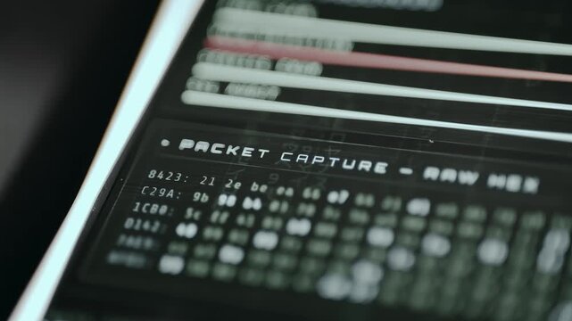 Packet Capture Raw Hex, analyzing data packets, data presented in hexadecimal format