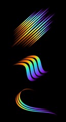 Fototapeta premium Abstract Neon Gradient Lines and Waves on Black Background