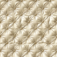 Fototapeta premium Elegant seamless pattern of luxurious golden fabric with tufted design and decorative buttons for stylish backgrounds. This tufted fabric pattern adds a sense of sophistication and class to textiles.