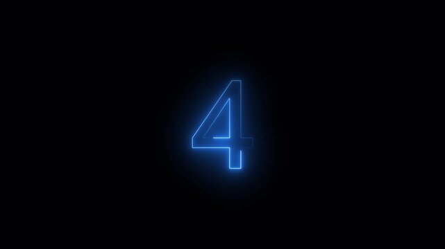 Number animation of digit  Letter concept. glowing loop neon math metical number from 0 to 10  in black background in 4k animation with alpha channel 