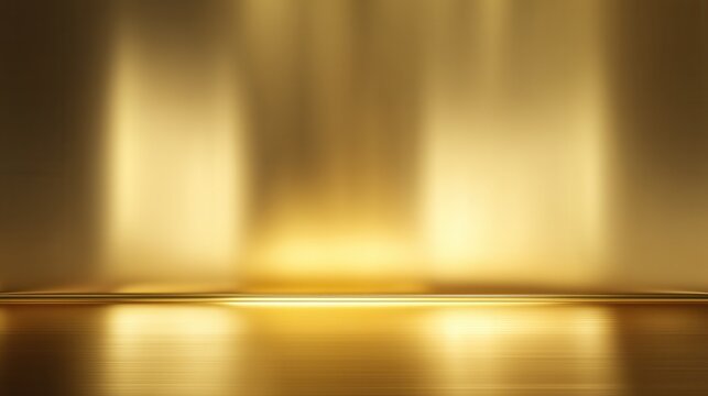 A luxurious abstract yellow gold room with glowing gradients and smooth textures, ideal for elegant product display or branding visuals.