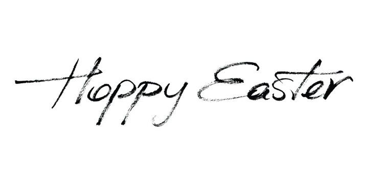 Happy Easter text lettering handwritten in grunge brush strole style. Hasnd draw calligraphy of Happy Easter message