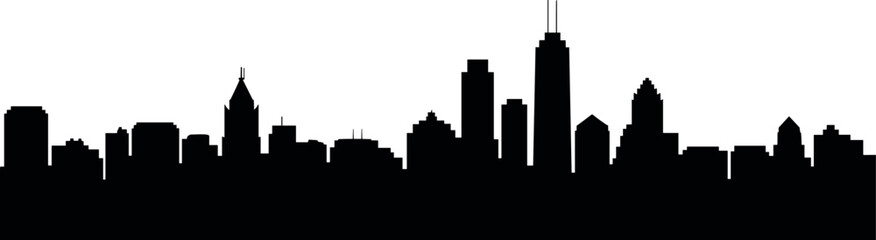Obraz premium Atlanta city skyline silhouette featuring downtown skyscrapers urban architecture modern black vector illustration isolated on white background clean design