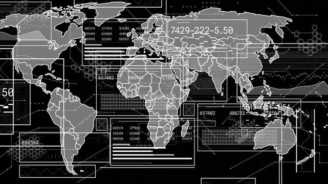 Vertical video: Map receiving data feed, populating analytics HUD with readouts and pulsing target