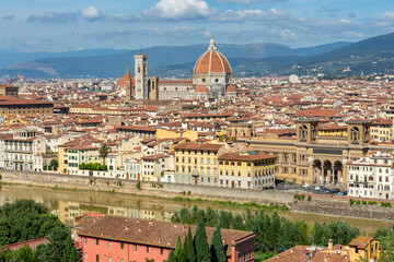 Fototapeta premium Santa Maria del Fiore cathedral (Duomo) over city center, Florence, Italy (translation 
