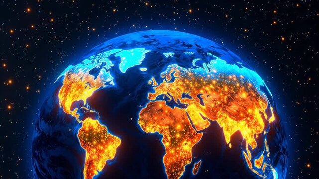 Glowing Earth in Space