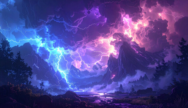 紫電の咆哮：峻険なる山嶺を貫く神秘の雷鳴