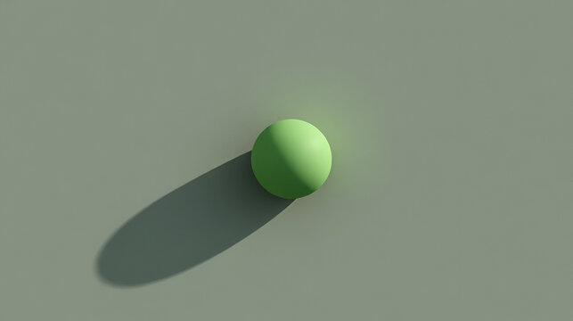 A smooth green ellipsoid casting a shadow on a muted gray surface below