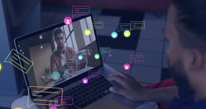 Tech host showing booklet on laptop, showing chat avatars as feedback while viewer using trackpad