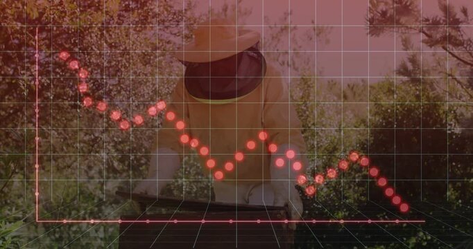 Grid and red plot appearing over keeper opening hive, inspecting, tracking falling plot for farming