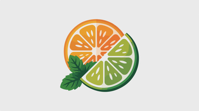 Citrus fruits slices icon with mint leaves on a clean background symbolizing freshness and healthy lifestyle choices