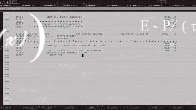 Terminal fading in, code scrolling, cursor moving, chalk overlays drifting, revealing program flow