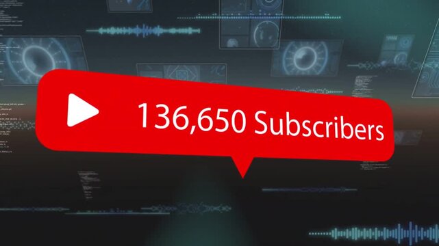 Subscriber badge floating through HUD as playback starting, counts rising to 411,136 for analytics