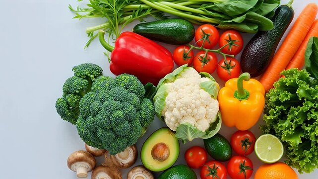 Fresh colorful vegetables and fruits