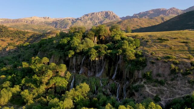 Girlevik Waterfall. Summer season. Girlevik Village Caglayan Subdistrict, Erzincan, Turkey