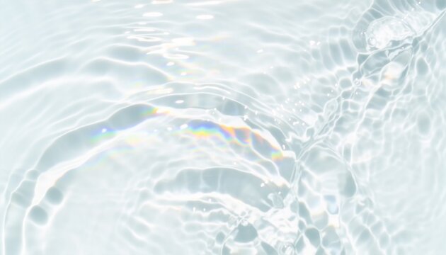 水面の揺らぎと虹色の光（透明感のある水テクスチャ背景）