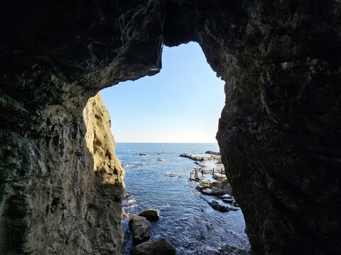 Enoshima Iwaya Cave located on Enoshima Island, Japan.