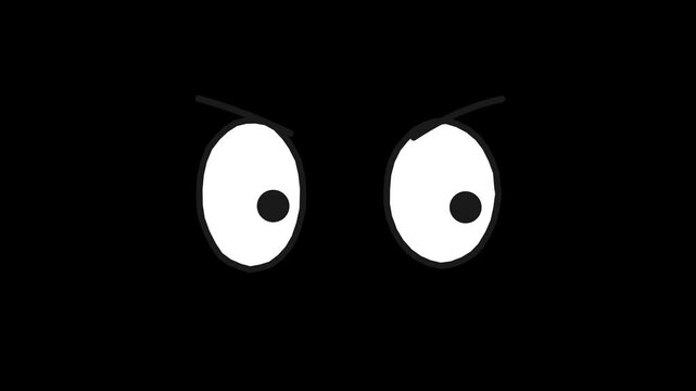 Angry cartoon eyes looking around in the dark. 4K Video